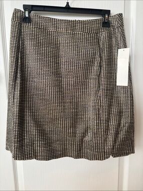 Badgley Mischka Black and Cream A-Line Textured Skirt